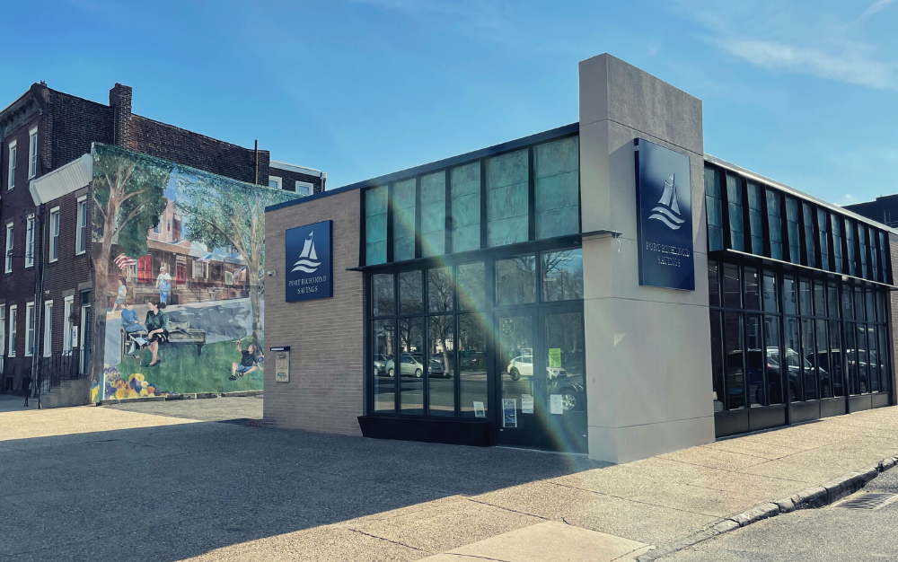 A photo of an exterior view of Port Richmond Savings